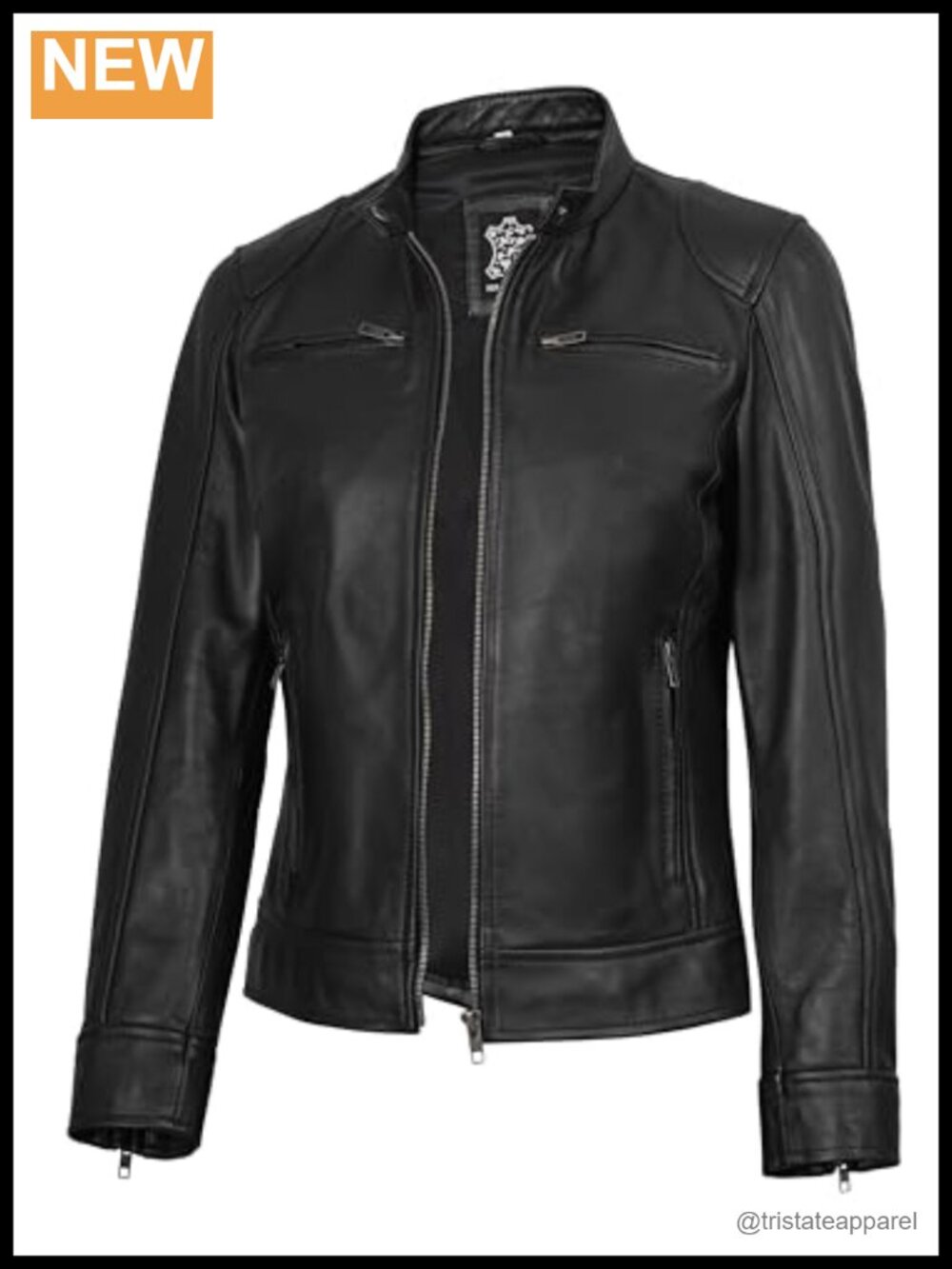 Real Lambskin Leather Jacket Women Stylish Cafe Racer Moto